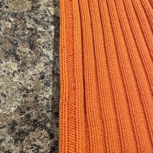 Vintage Guess Sweater Cable Knit Ribbed Chunky Crewneck Preppy Fall Orange Large - Picture 6 of 8